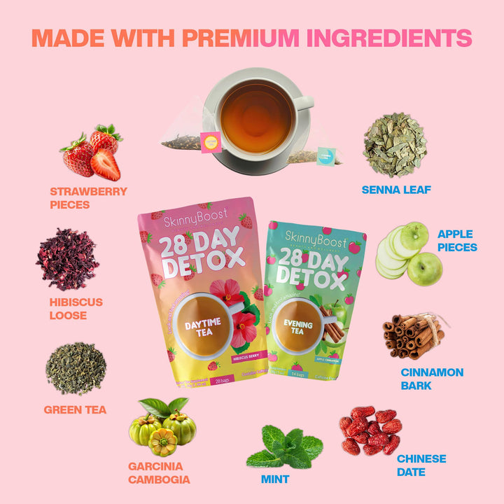 SkinnyBoost Detox Noche: bolsas de té para digestión suave por la noche.
