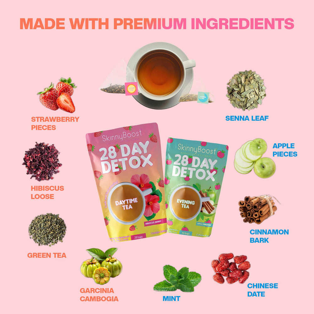 SkinnyBoost Detox Noche: bolsas de té para digestión suave por la noche.