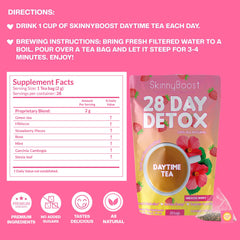 Brewing SkinnyBoost Hibiscus Berry tea releases a fruity aroma and warmth.
