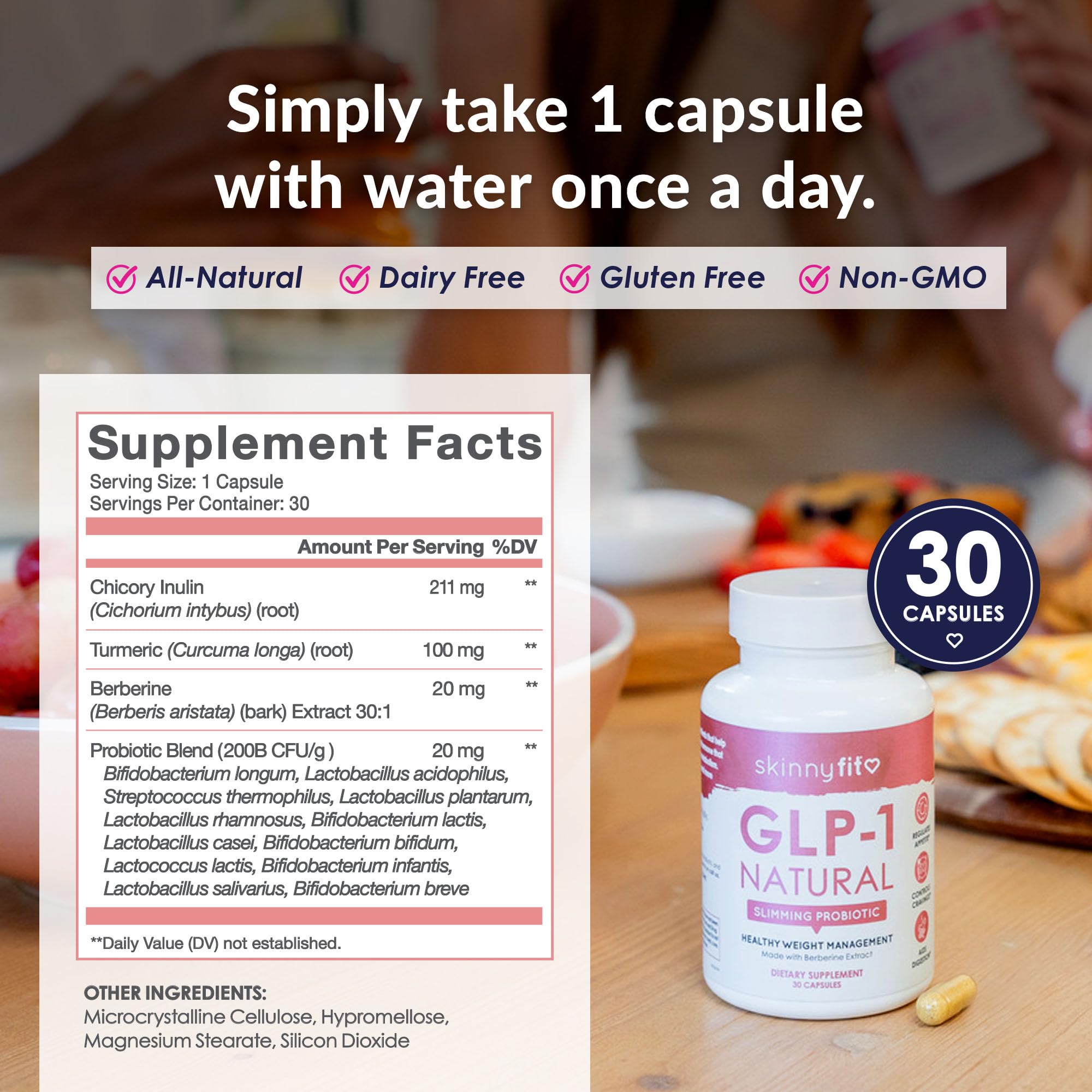 Chicory inulin prebiotic powder presented for gut wellness support.