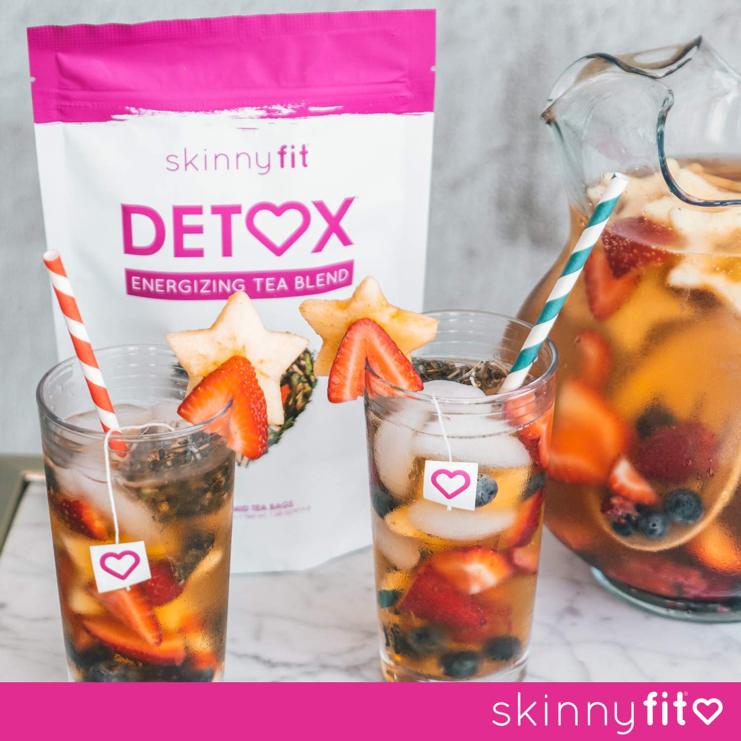 SkinnyFit Detox Tea features a 13-superfood blend for balanced wellness.