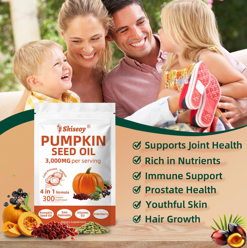 Skiseoy organic pumpkin seed oil softgels in pure, GMO-free formulation