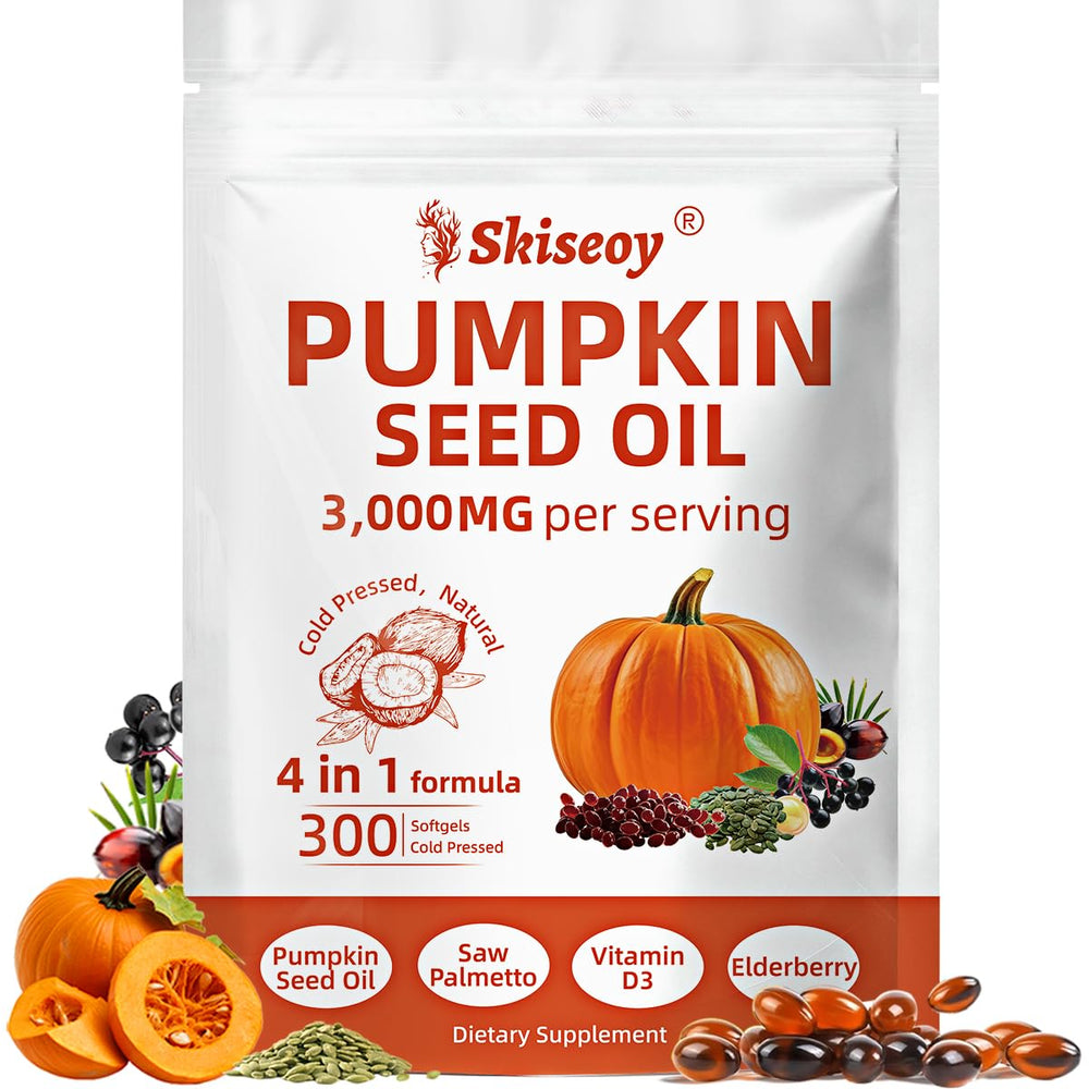 Skiseoy pumpkin seed oil softgels bottle for daily wellness support