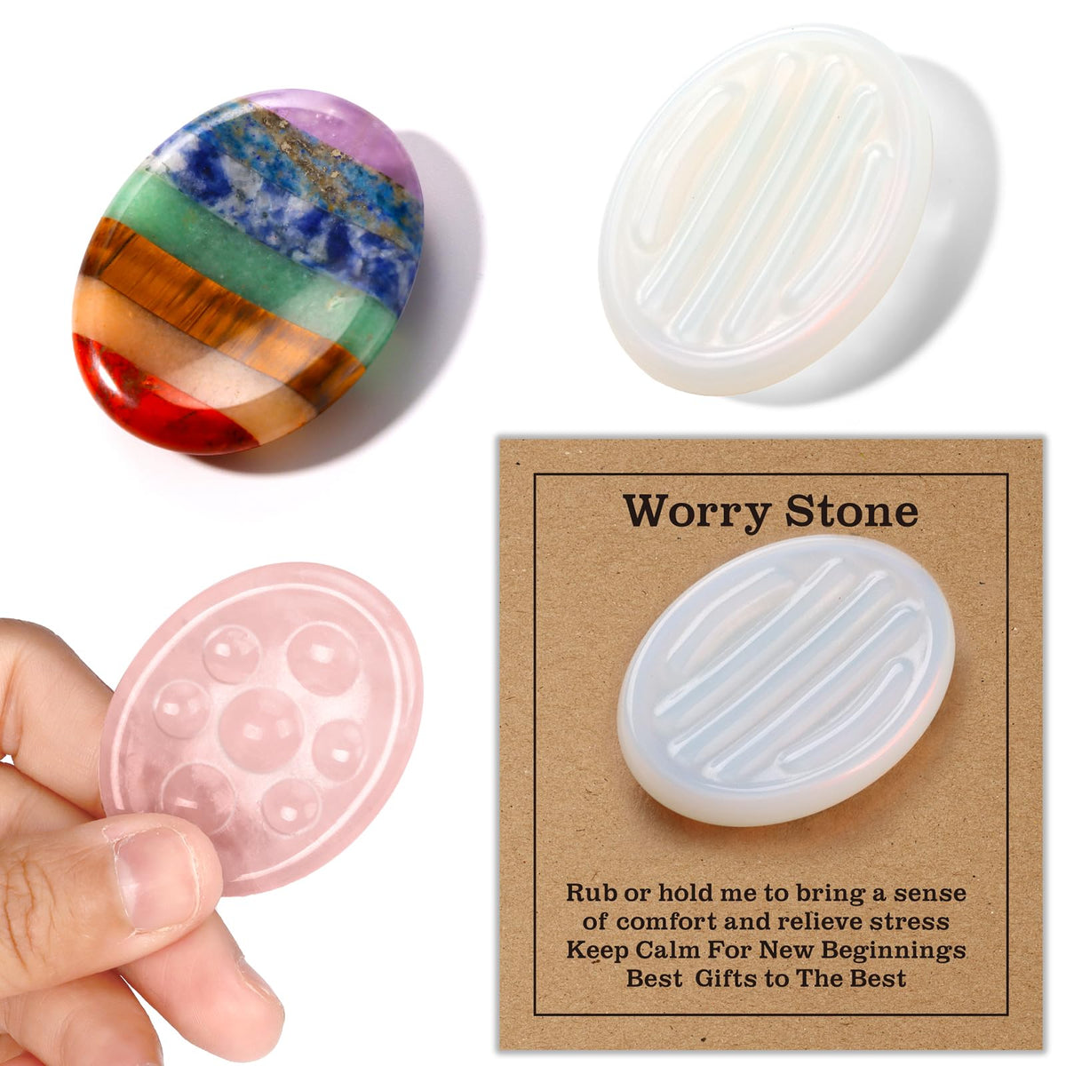 SKLENICE rose quartz thumb stone for calm touch and relief