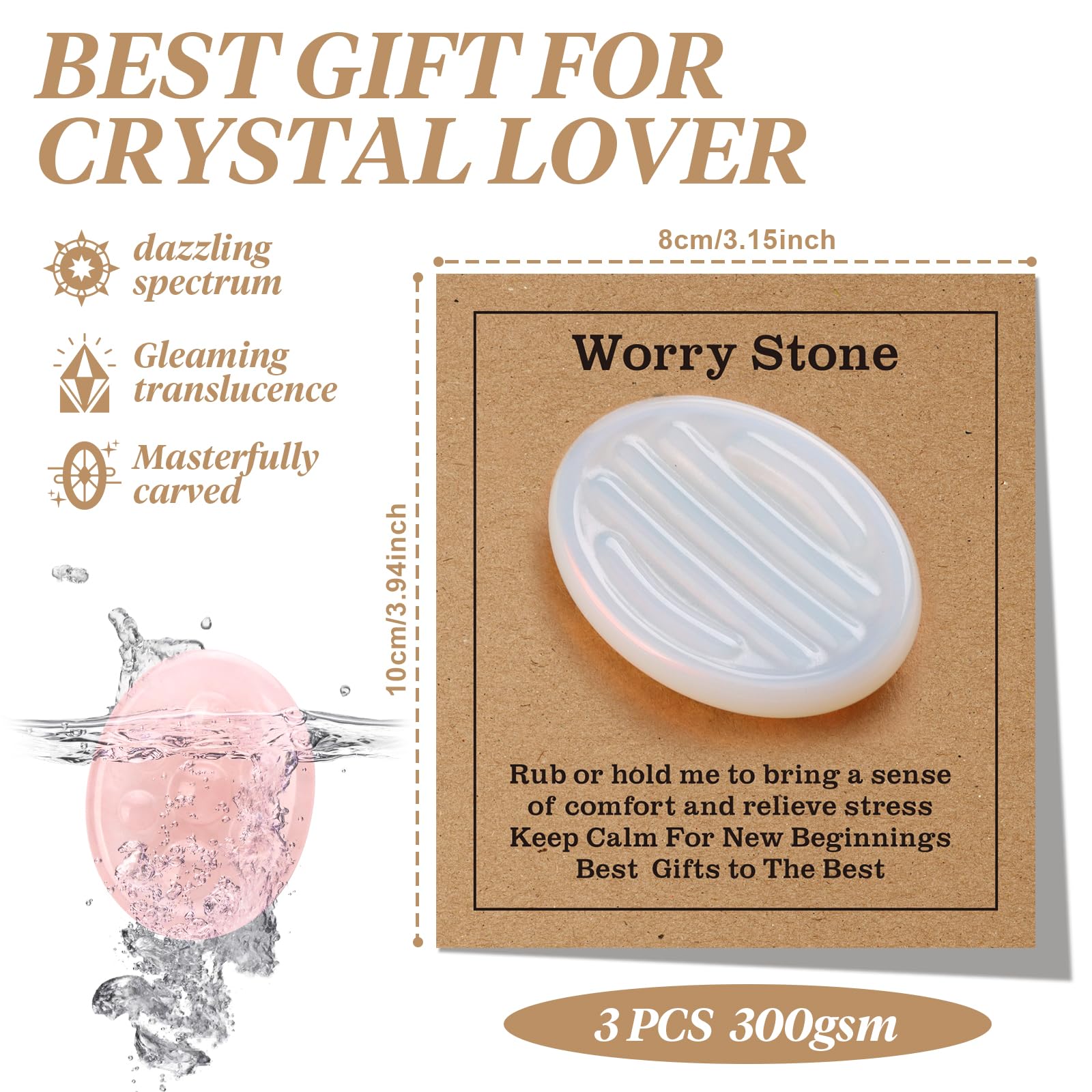 SKLENICE striped opal thumb stone for calming focus