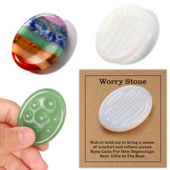Sklenice thumb worry stone with green aventurine, soothing touch for anxiety relief during meditation.