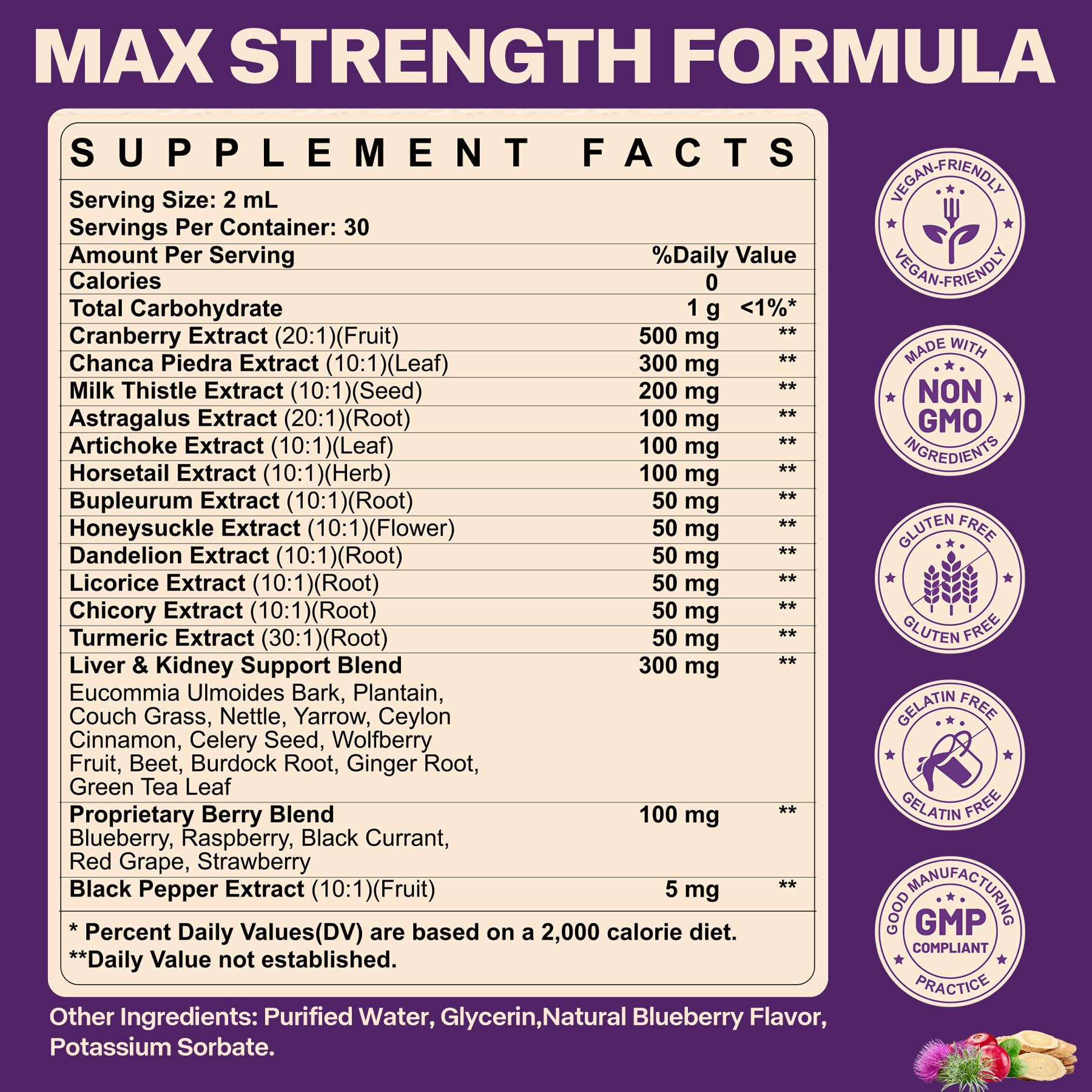 SKLIA cranberry extract drops close-up highlighting PAC-rich formula for urinary support.