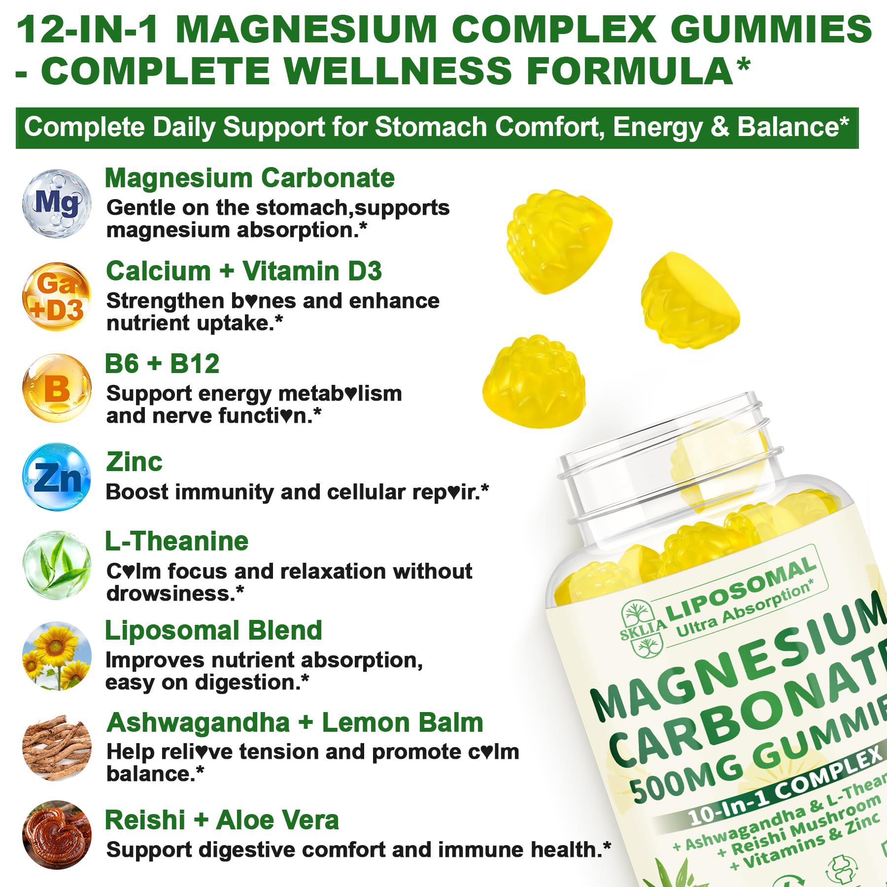 SKLIA Lemon Balm herb closeup promoting a calm mind before bed