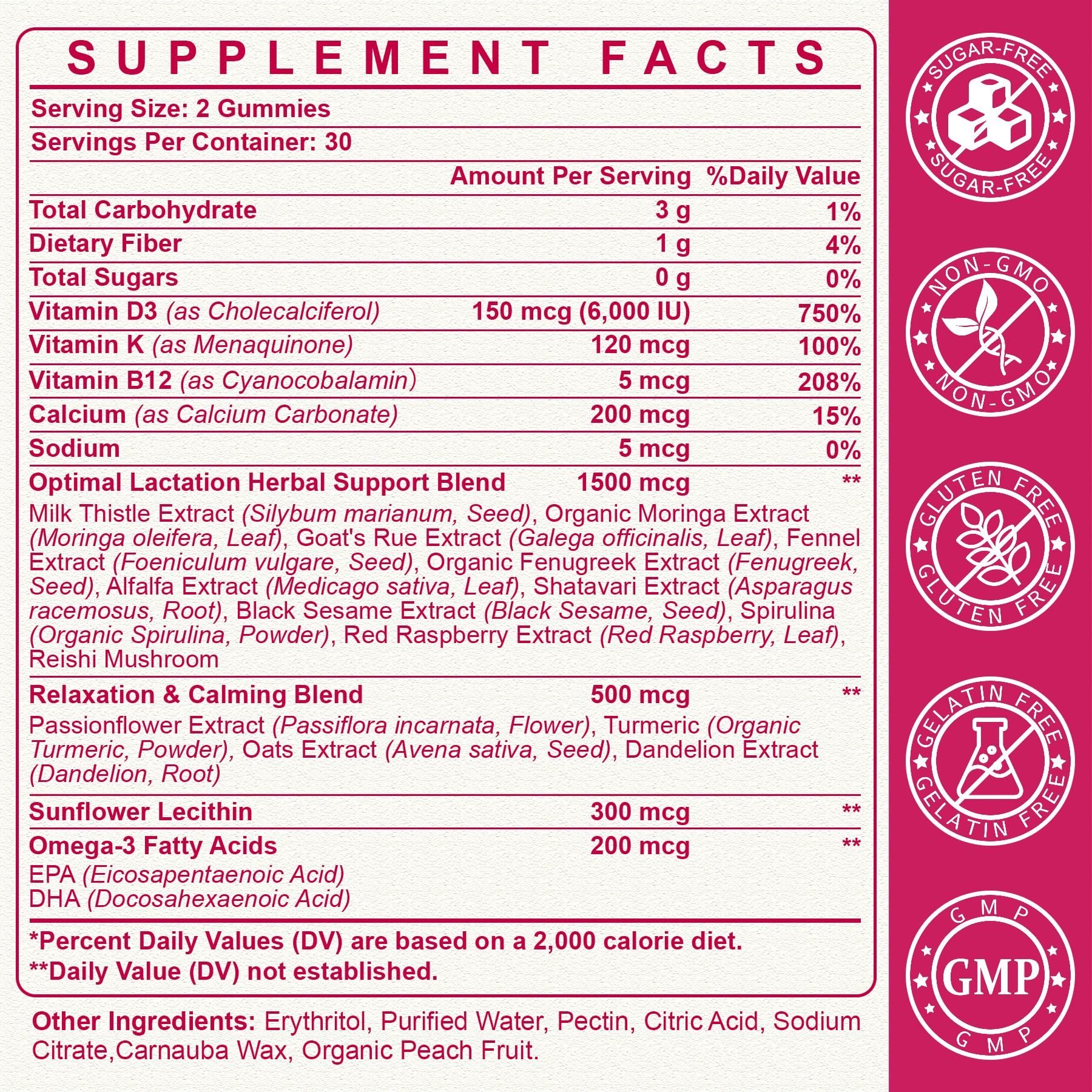 SKLIA peach-flavored lactation gummies close-up for daily support.
