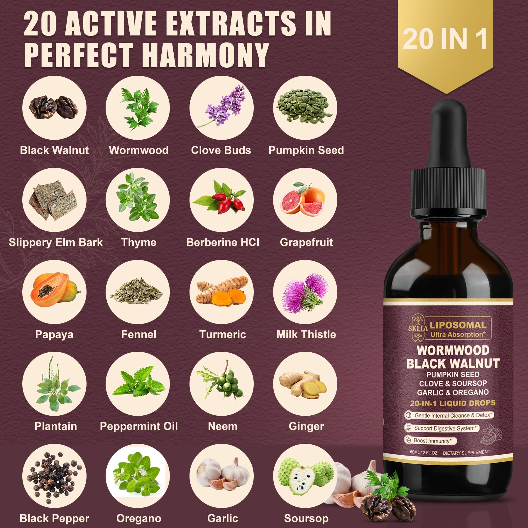 SKLIA wormwood Artemisia absinthium leaf close-up highlights botanical blend