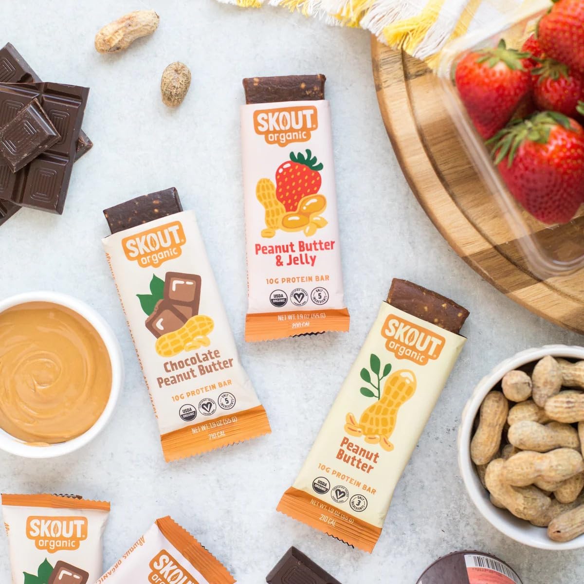 Skout bars showing natural ingredients and clean labeling