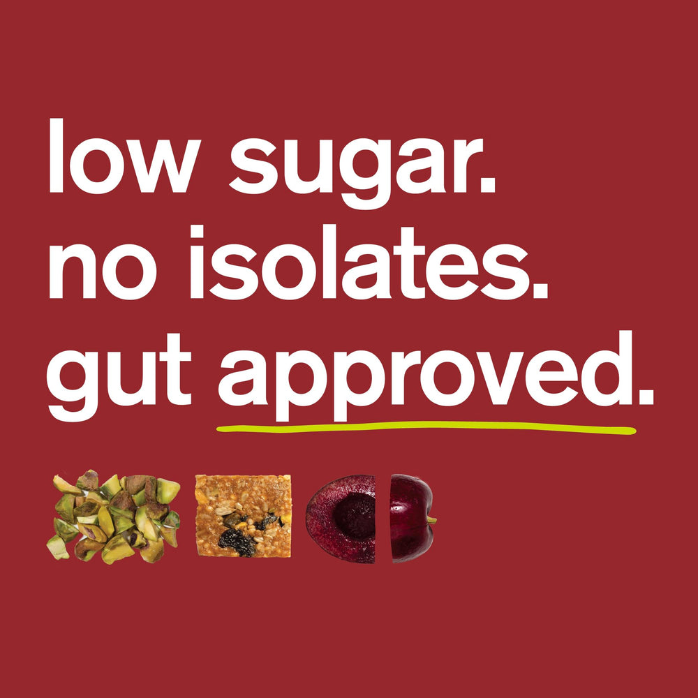 First bite of Skratch Labs Cherry Pistachio energy bar