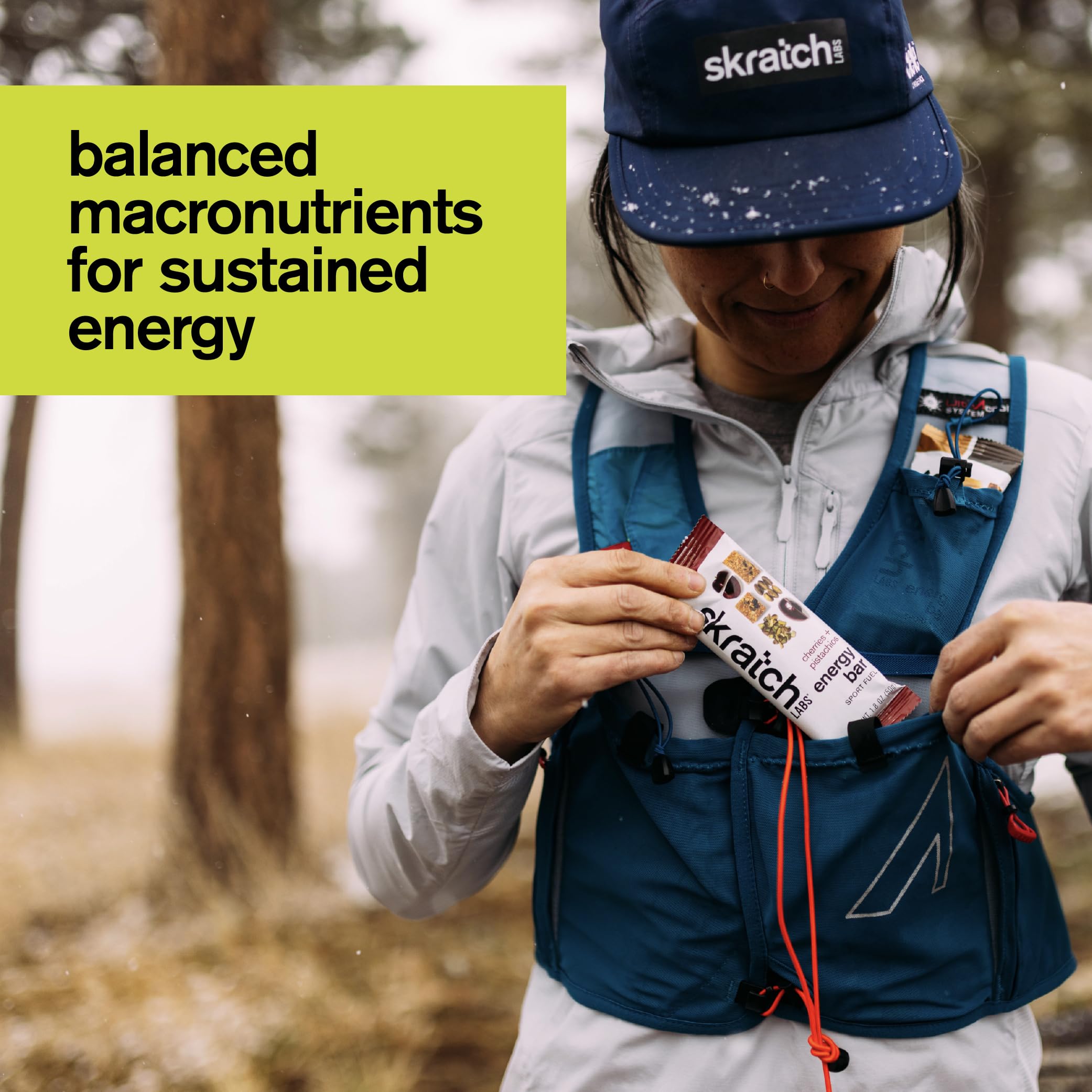 Open Skratch Labs Cherry Pistachio bar with label visible
