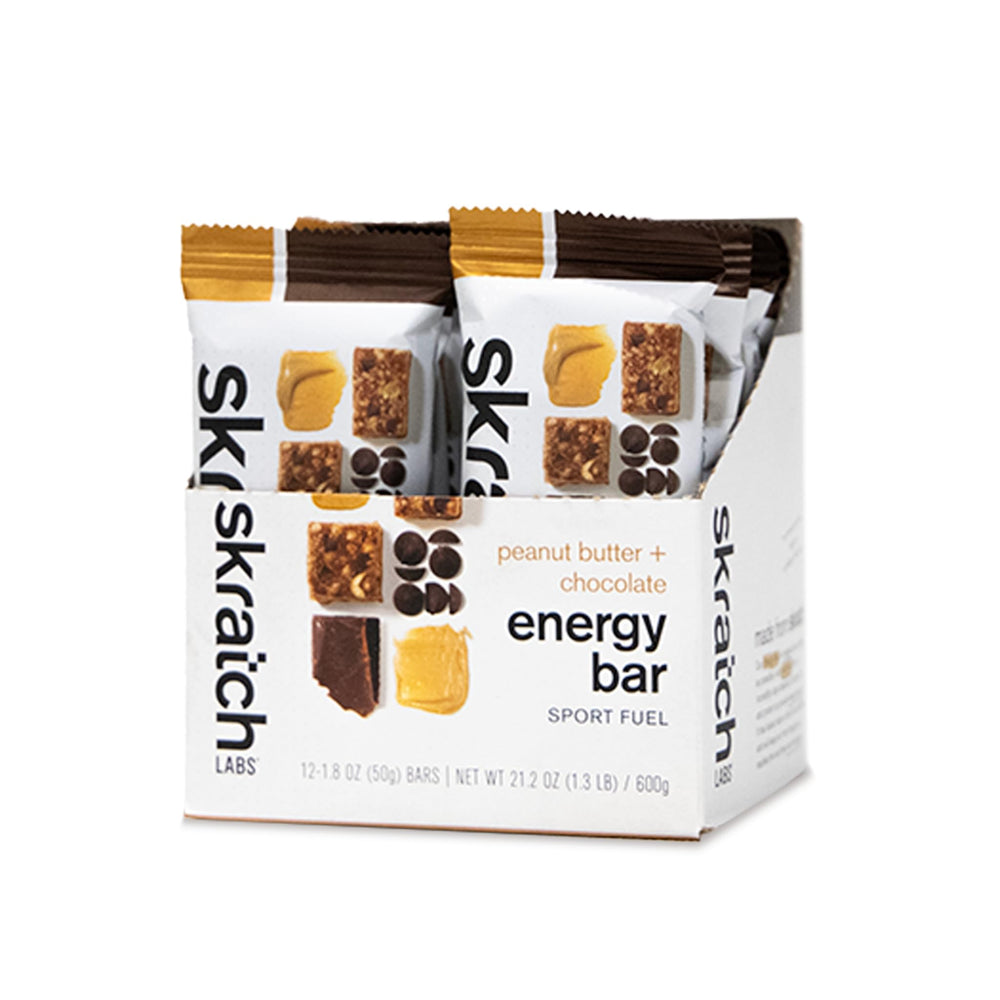 Skratch Labs Energy Bar peanut butter chocolate pack for on-the-go fueling.