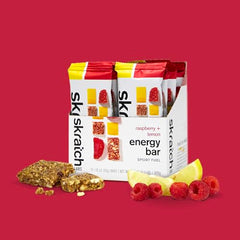 Skratch Labs Energy Bar Raspberry Lemon ingredients close-up highlighting whole-food nutrition.