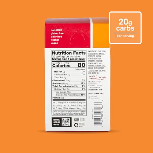 Skratch Labs Hydration Packets Fruit Punch 20ct in-pocket, travel-ready hydration on the go.