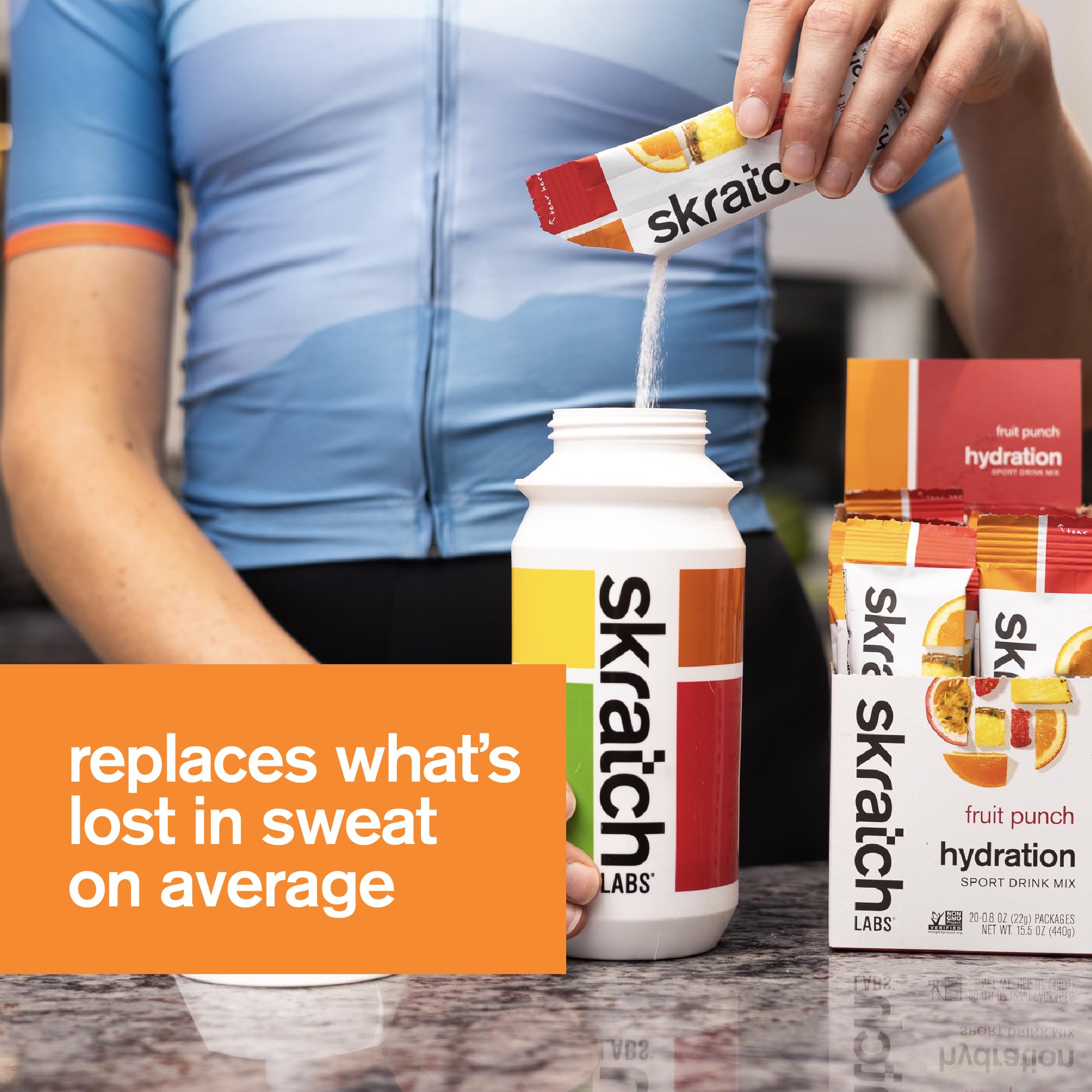 Skratch Labs Hydration Packets Fruit Punch 20ct quick-mix for anytime hydration.