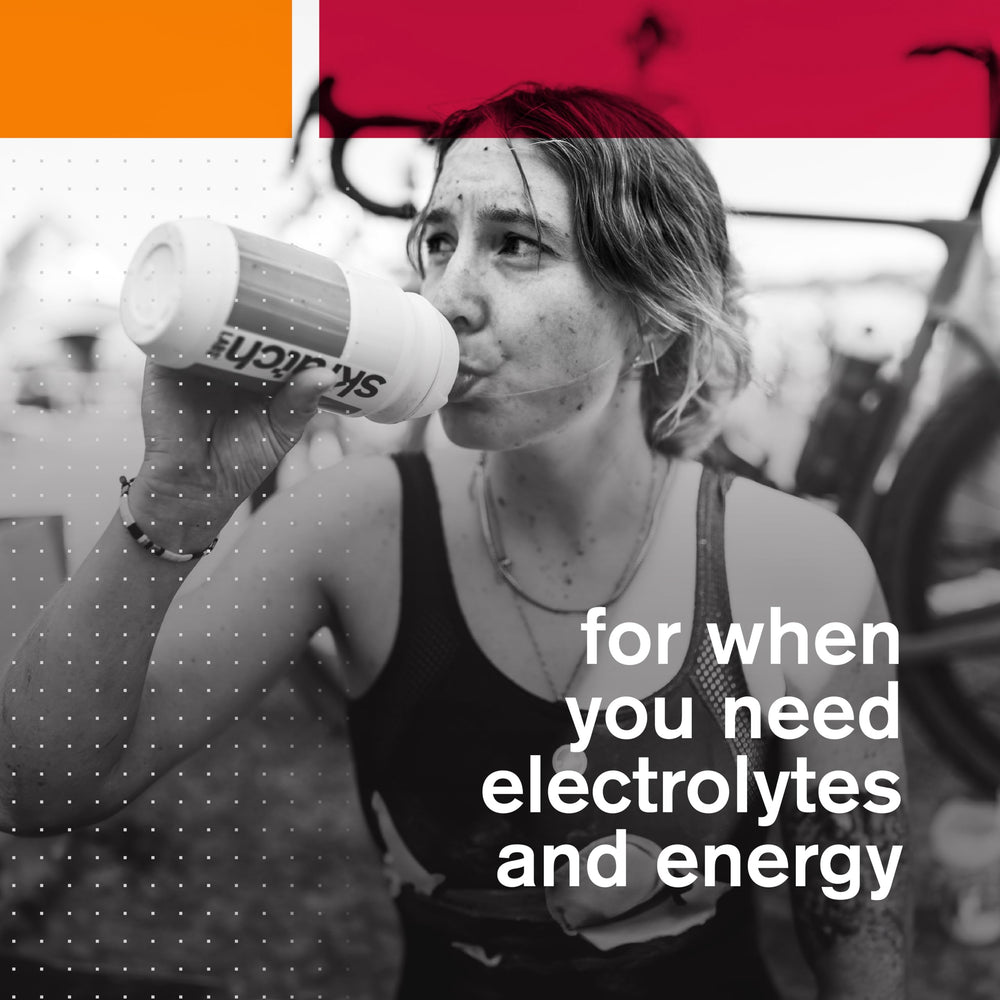 Skratch Labs Hydration Powder being stirred in a shaker bottle