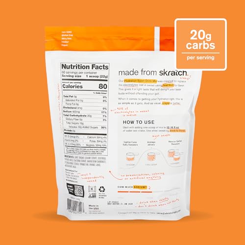 Skratch Labs Hydration Powder Orange scoop for precise pre- and during-workout dosing.
