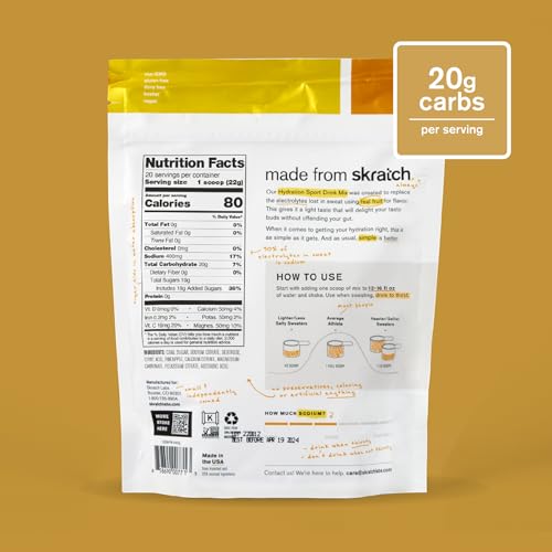 Skratch Labs Hydration Powder pineapple being poured into water for quick hydration.