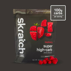 Close-up of real raspberries flavoring Skratch Labs hydration powder