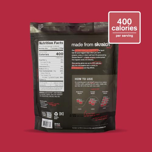 Pouring Skratch Labs hydration drink from bottle showcasing raspberry flavor