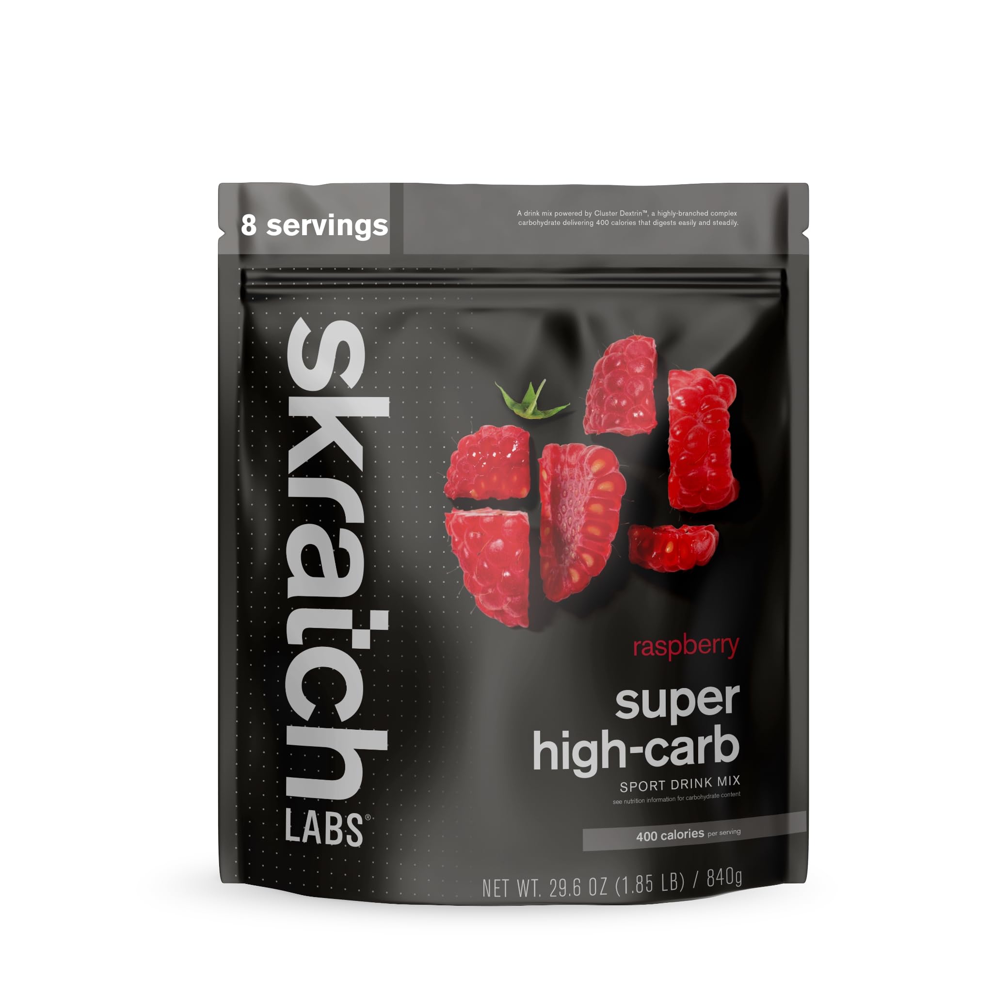Skratch Labs Super High-Carb Hydration Raspberry powder ready to mix for endurance fueling