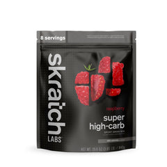 Skratch Labs Super High-Carb Hydration Raspberry powder ready to mix for endurance fueling