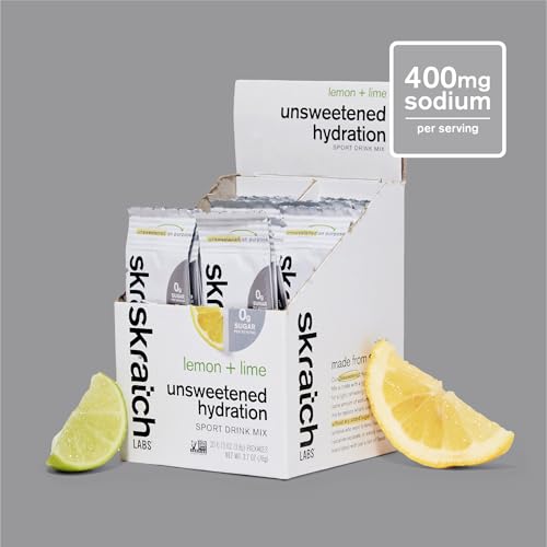 Skratch Labs Unsweetened Hydration scoop measuring sugar-free mix.