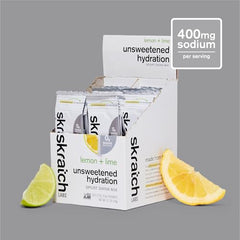 Skratch Labs Unsweetened Hydration scoop measuring sugar-free mix.
