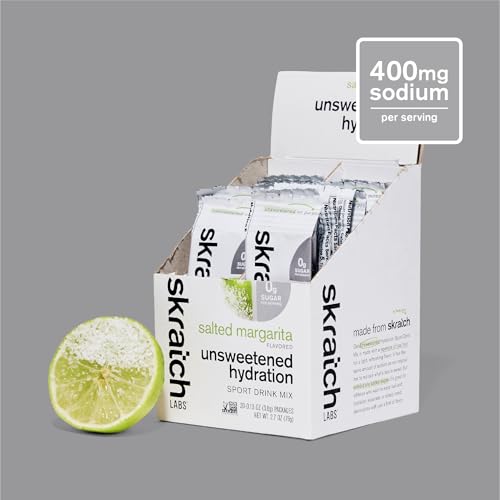 Skratch Labs unsweetened hydration powder dissolving, highlighting zero sugar and real fruit flavor.