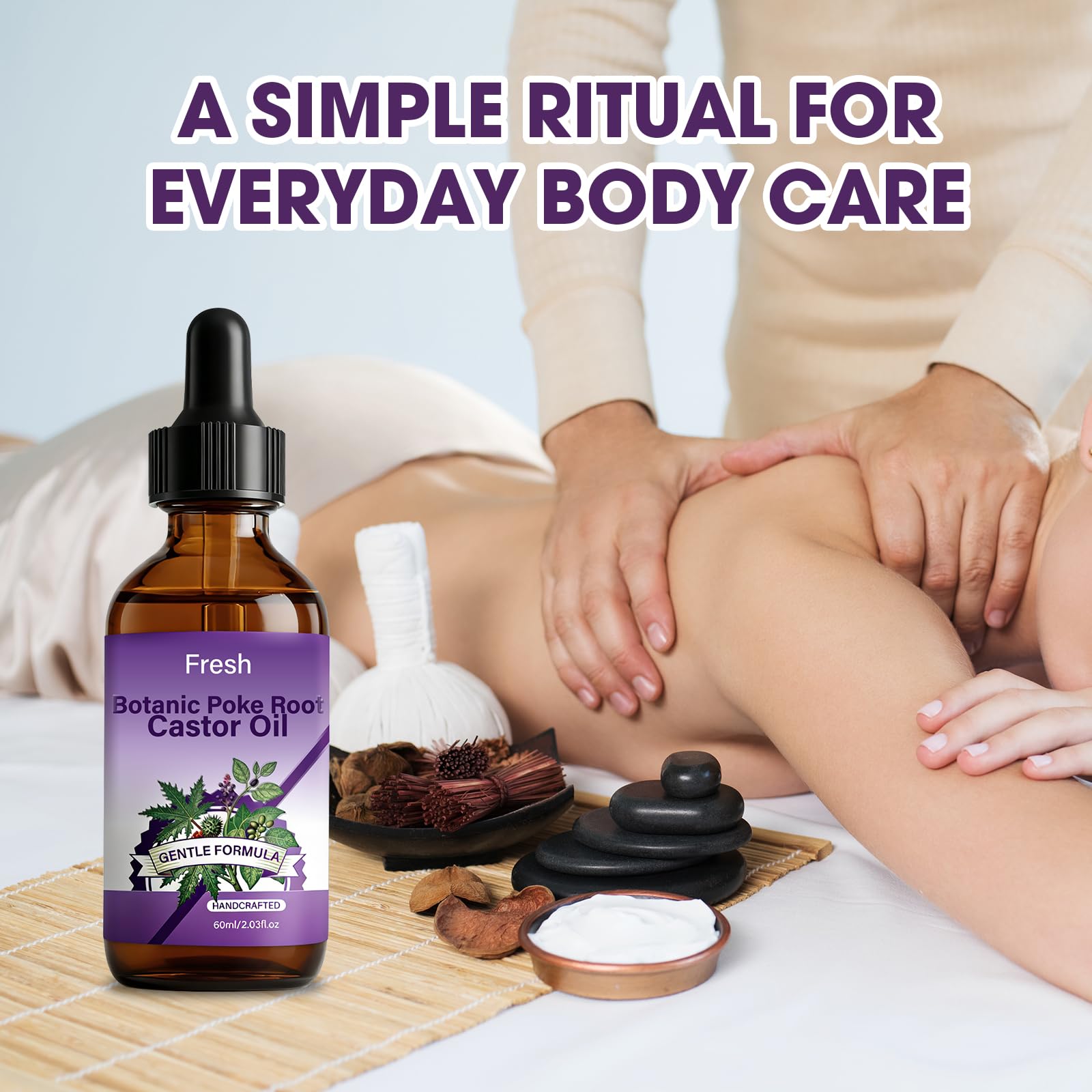 SKSOYT skin care ritual shot with herbal massage oil.