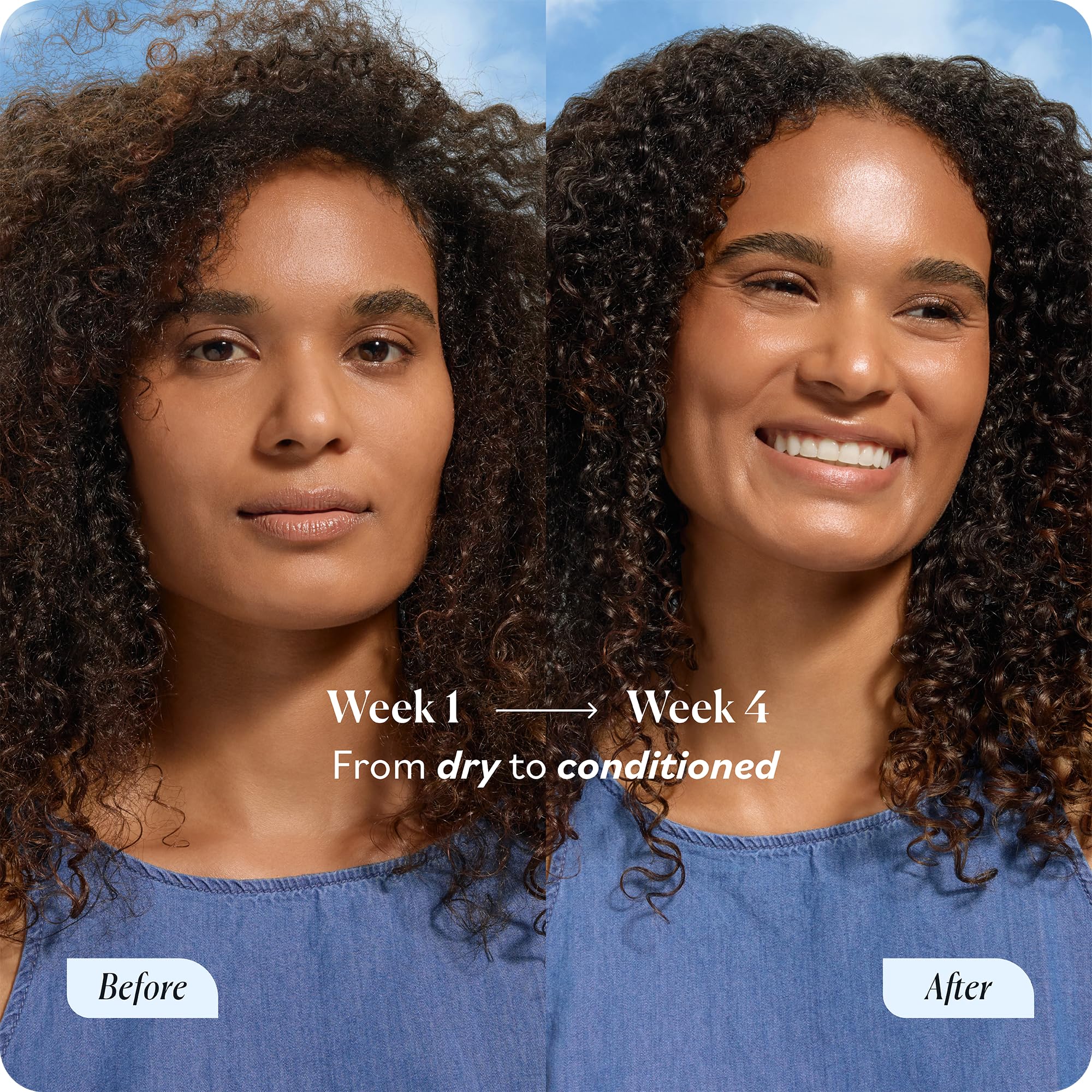 Sky Organics Castor Oil on hair strands for shine and softness.