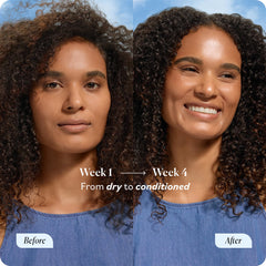 Sky Organics Castor Oil on hair strands for shine and softness.