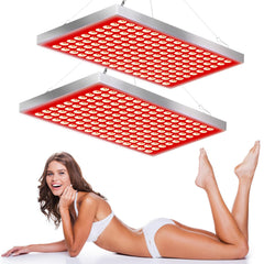 Skylaxy red light panel for full-body therapy on a stand at home.