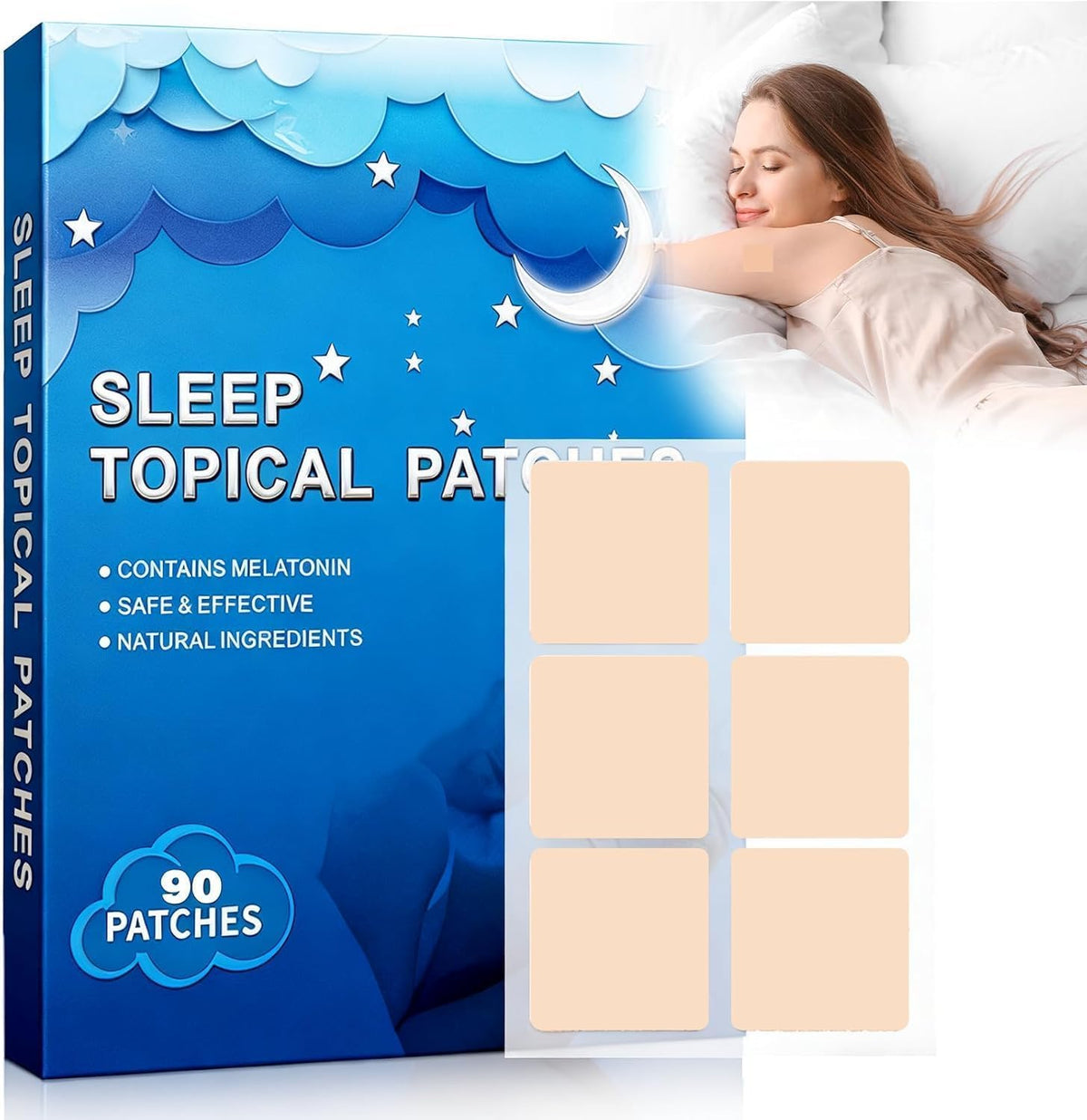 Sleep Patches Extra Strength packaging demonstrates convenient nightly use