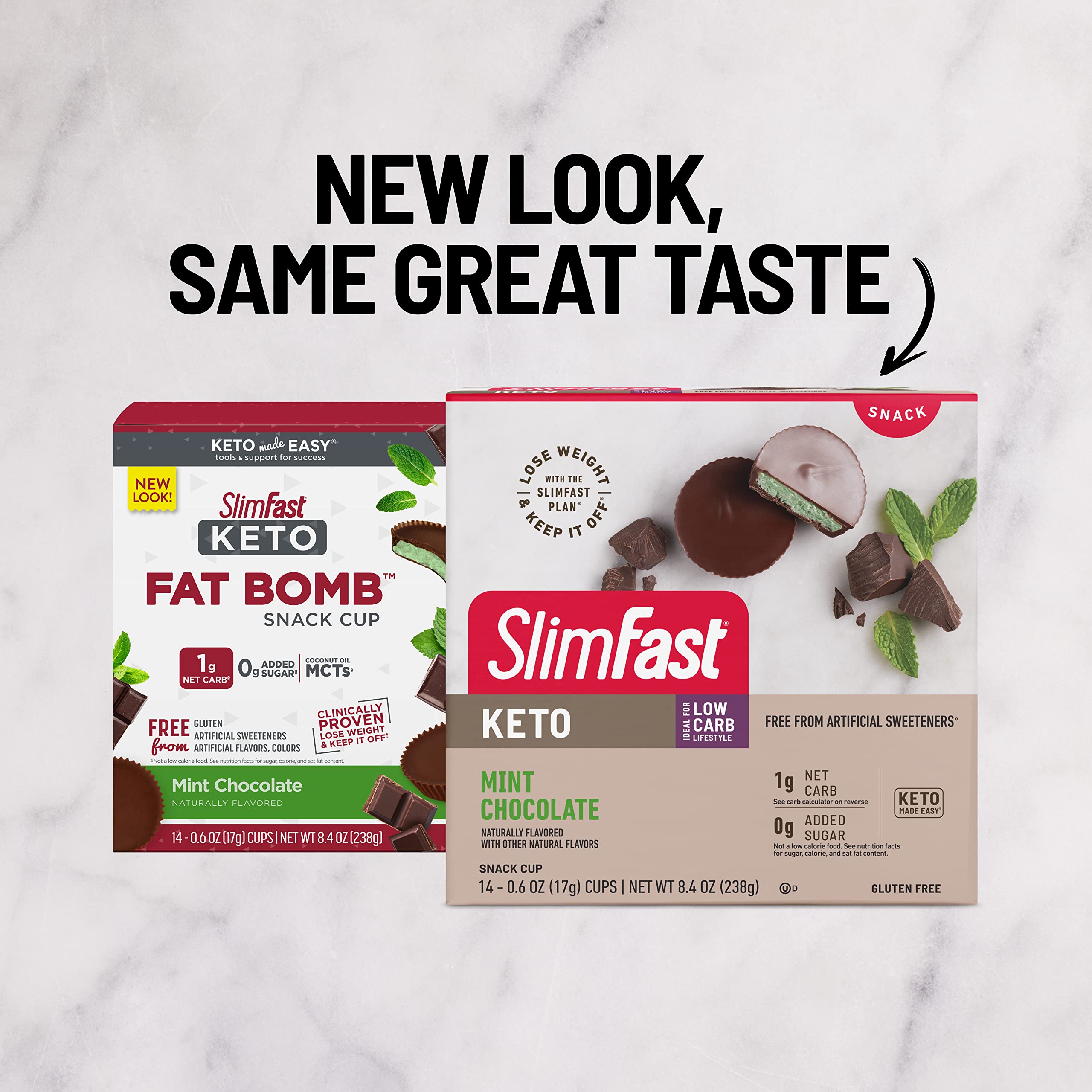 Box of SlimFast Keto Fat Bomb Cups for quick, convenient keto snacking