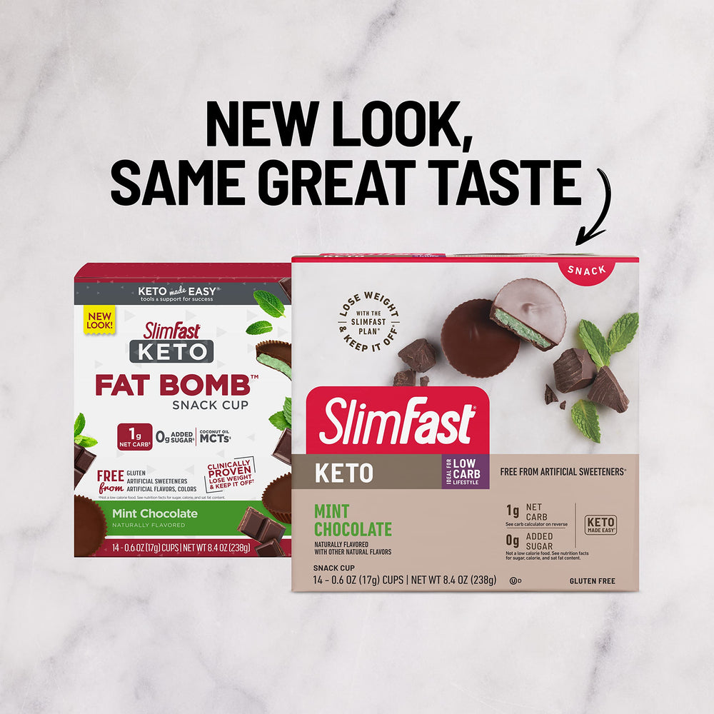Box of SlimFast Keto Fat Bomb Cups for quick, convenient keto snacking