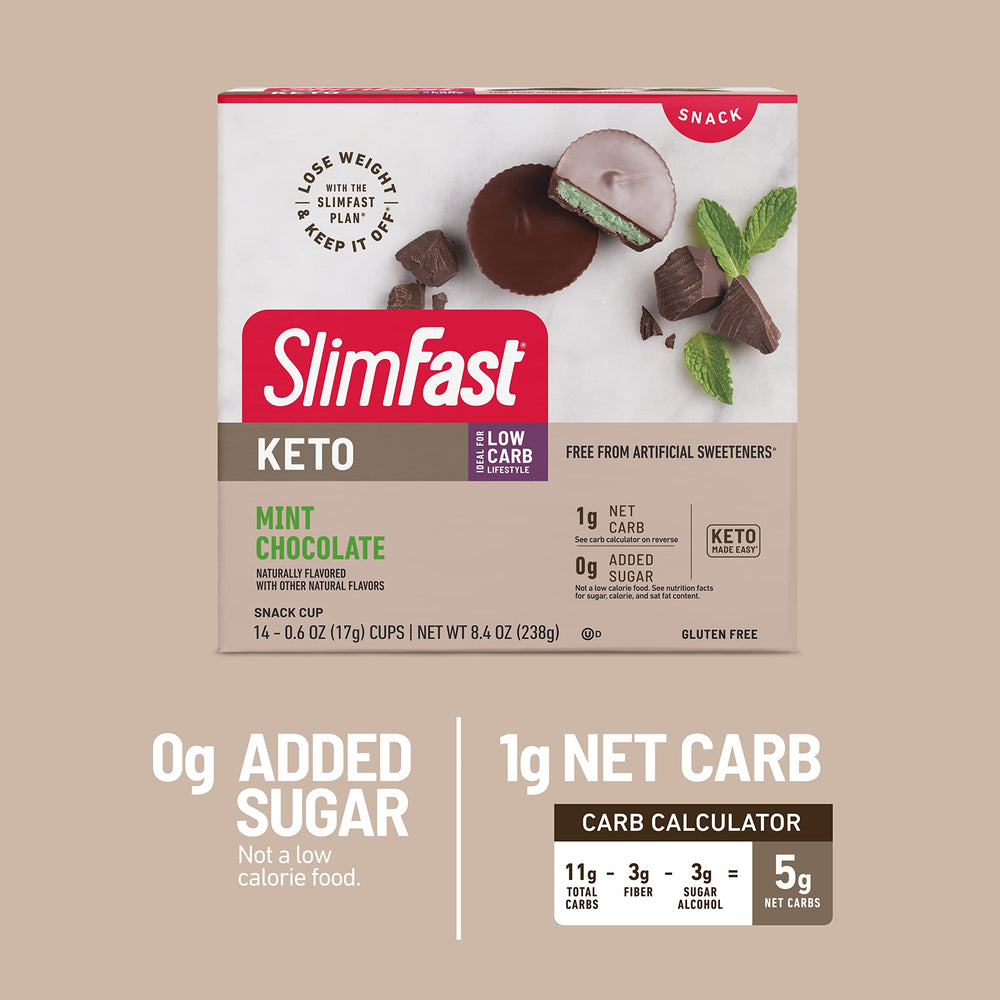 Ingredients view shows MCT oil, whey protein, and collagen in SlimFast Fat Bomb Cup