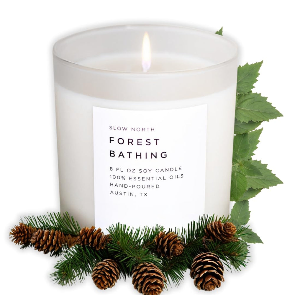 Slow North Forest Bathing Candle pour creates a calm mood in your space