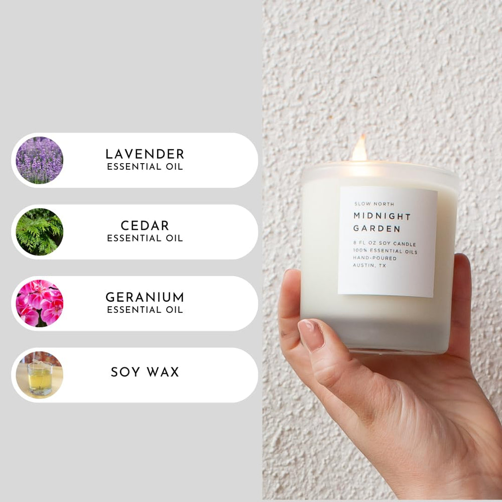 Slow North Midnight Garden glow emphasizing lavender and rosemary notes