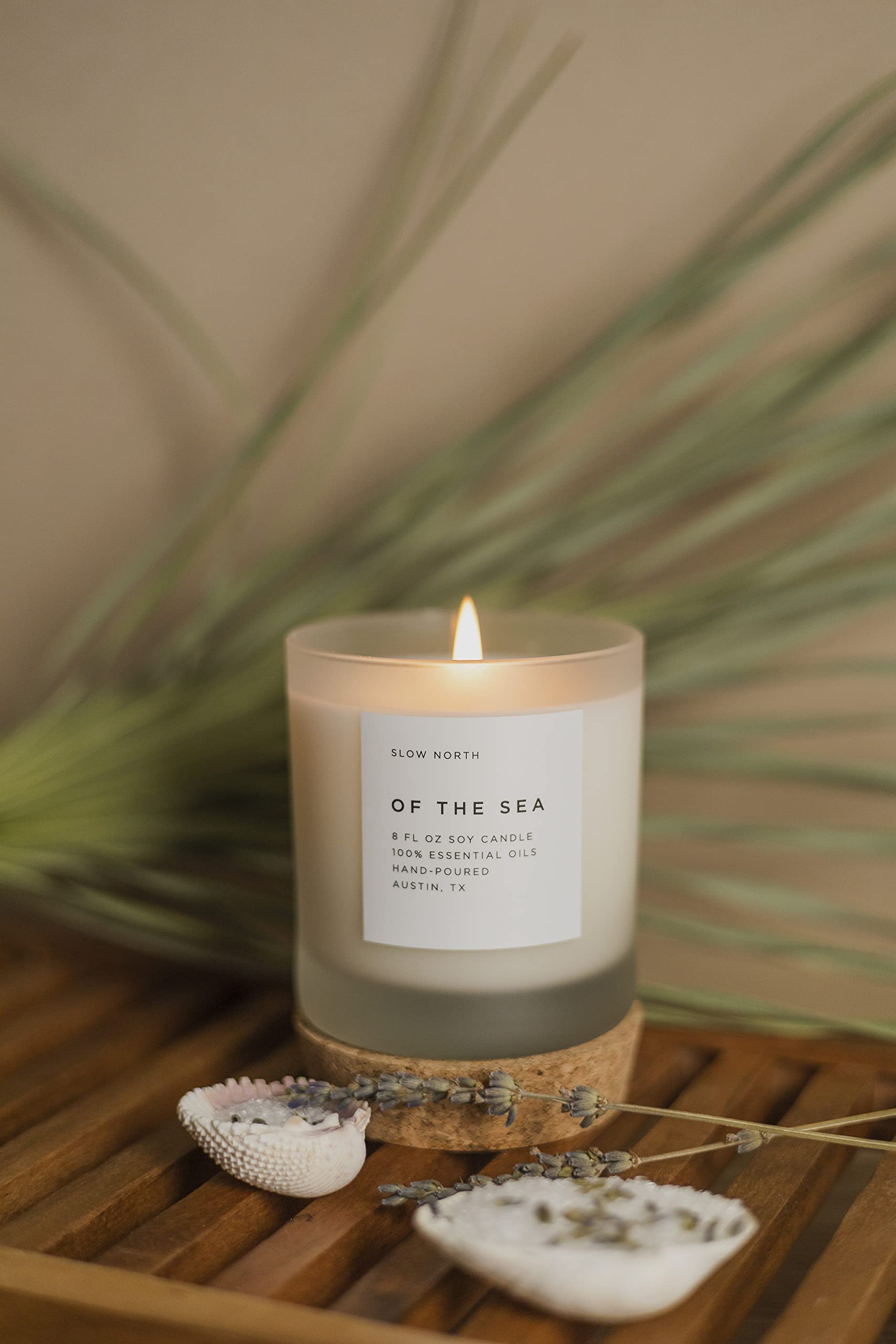 Slow North of the Sea frosted jar enhances home or office ambience.