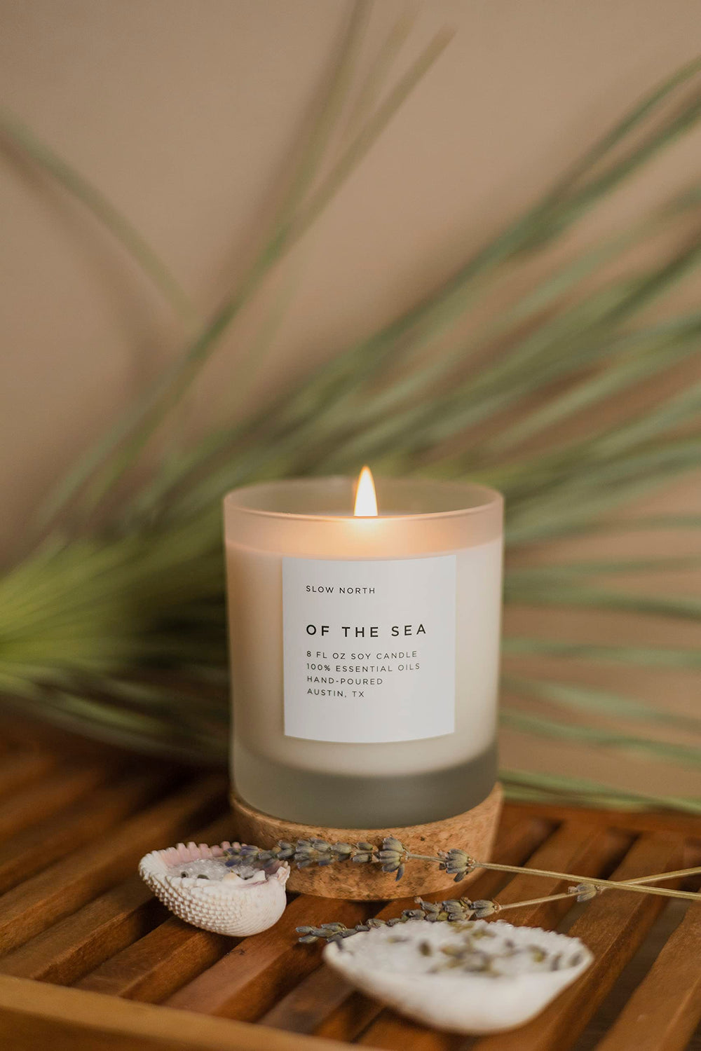 Slow North of the Sea frosted jar enhances home or office ambience.