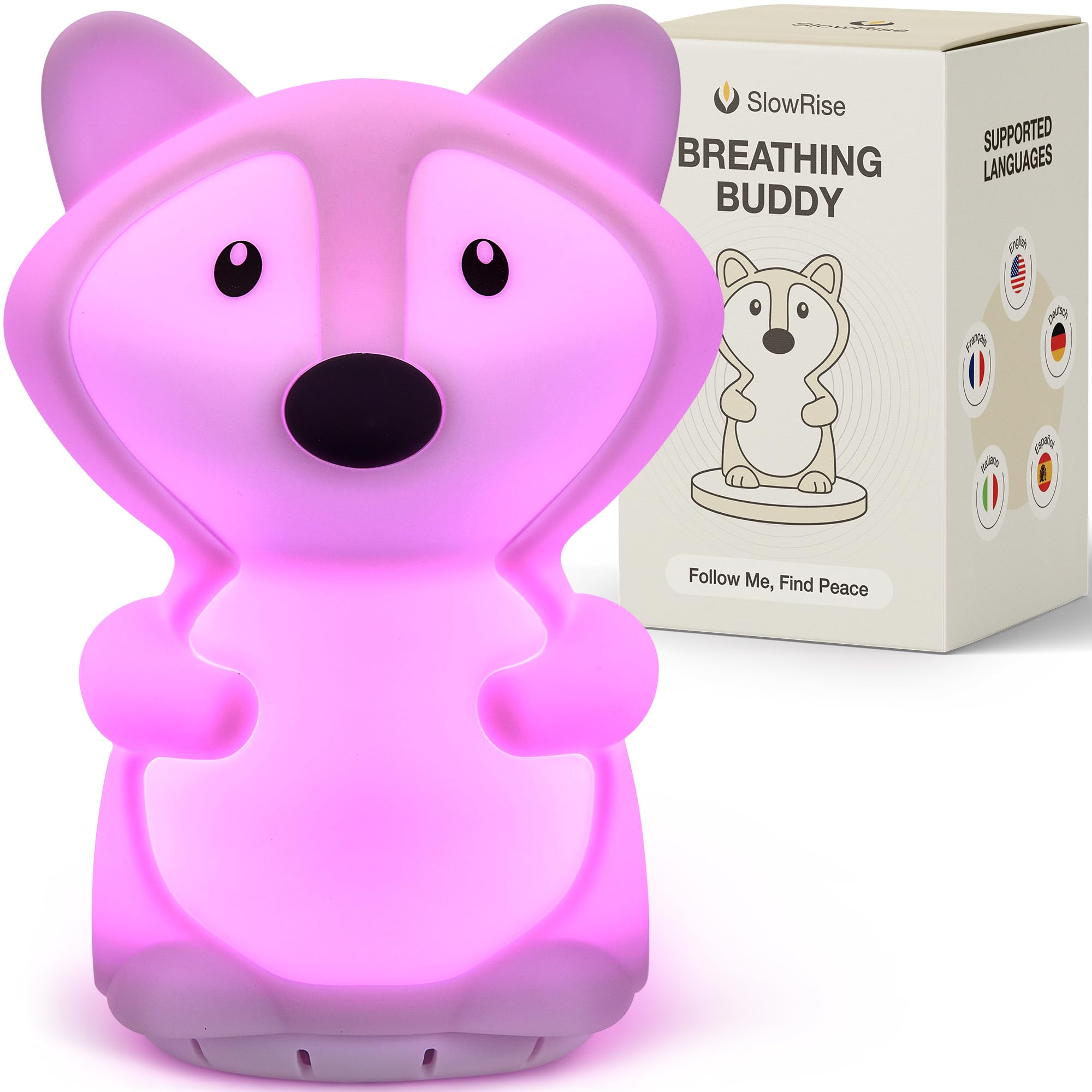 SlowRise Speaking Breathing Lamp with guided prompts for daily calm and focus.