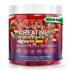 Slsomu Creatine Gummies for Women bottle with strawberry flavor for easy daily supplementation and energy support.