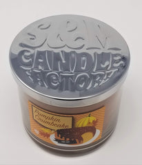 Pumpkin Crumbcake by S&M with three wicks for a cozy glow