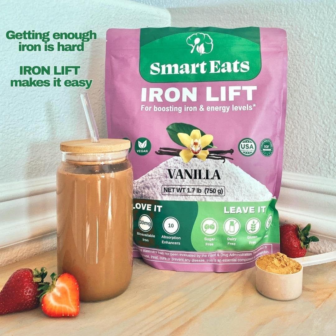 Smart Eats vegan iron powder being stirred into water.
