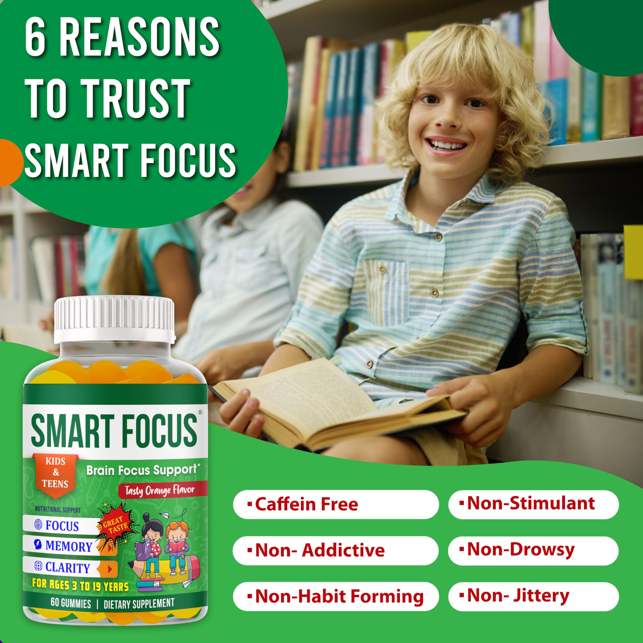 Smart Focus Gummies easy-chew texture aids quick morning routines.