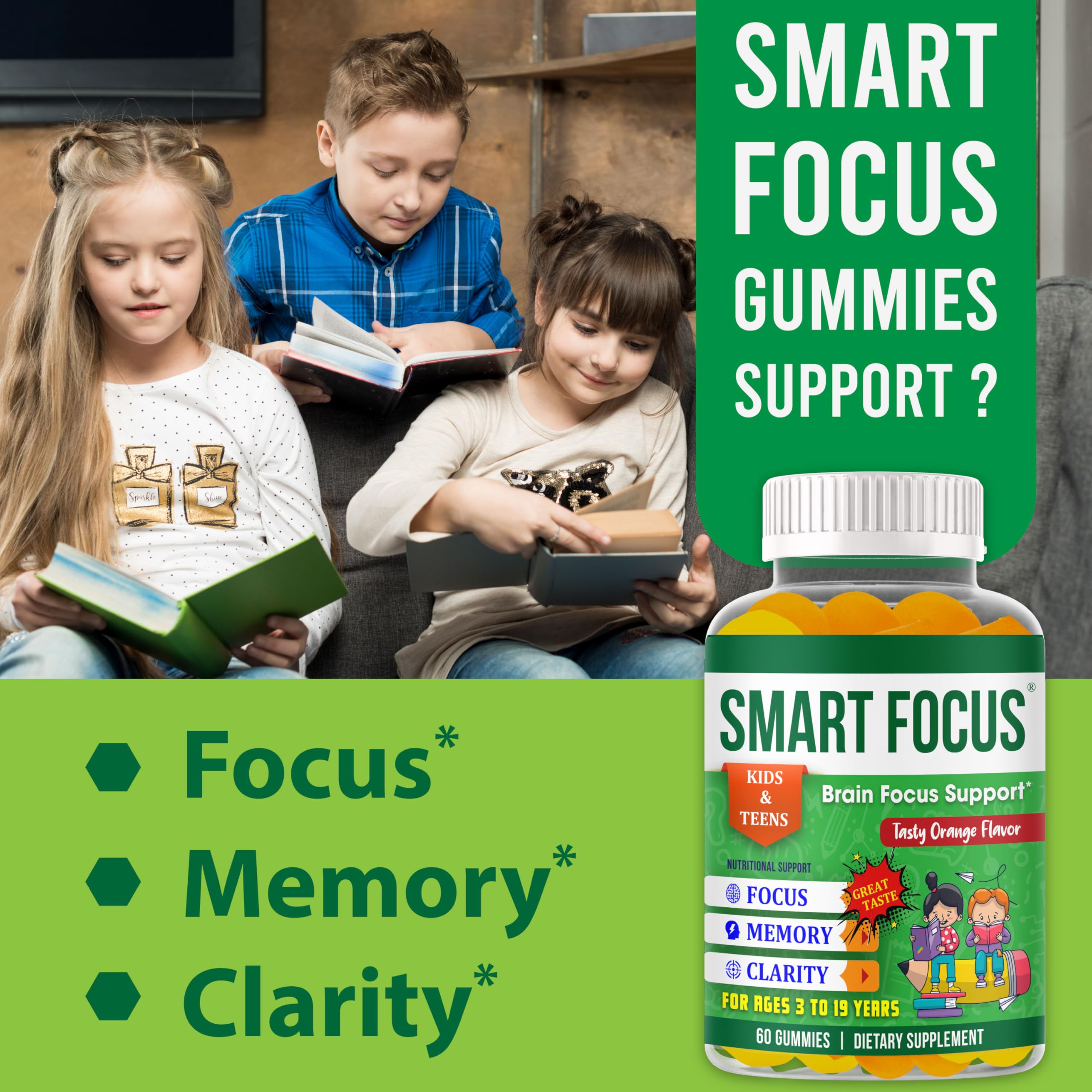Smart Focus Gummies kid-friendly chewable pouch for daily use.