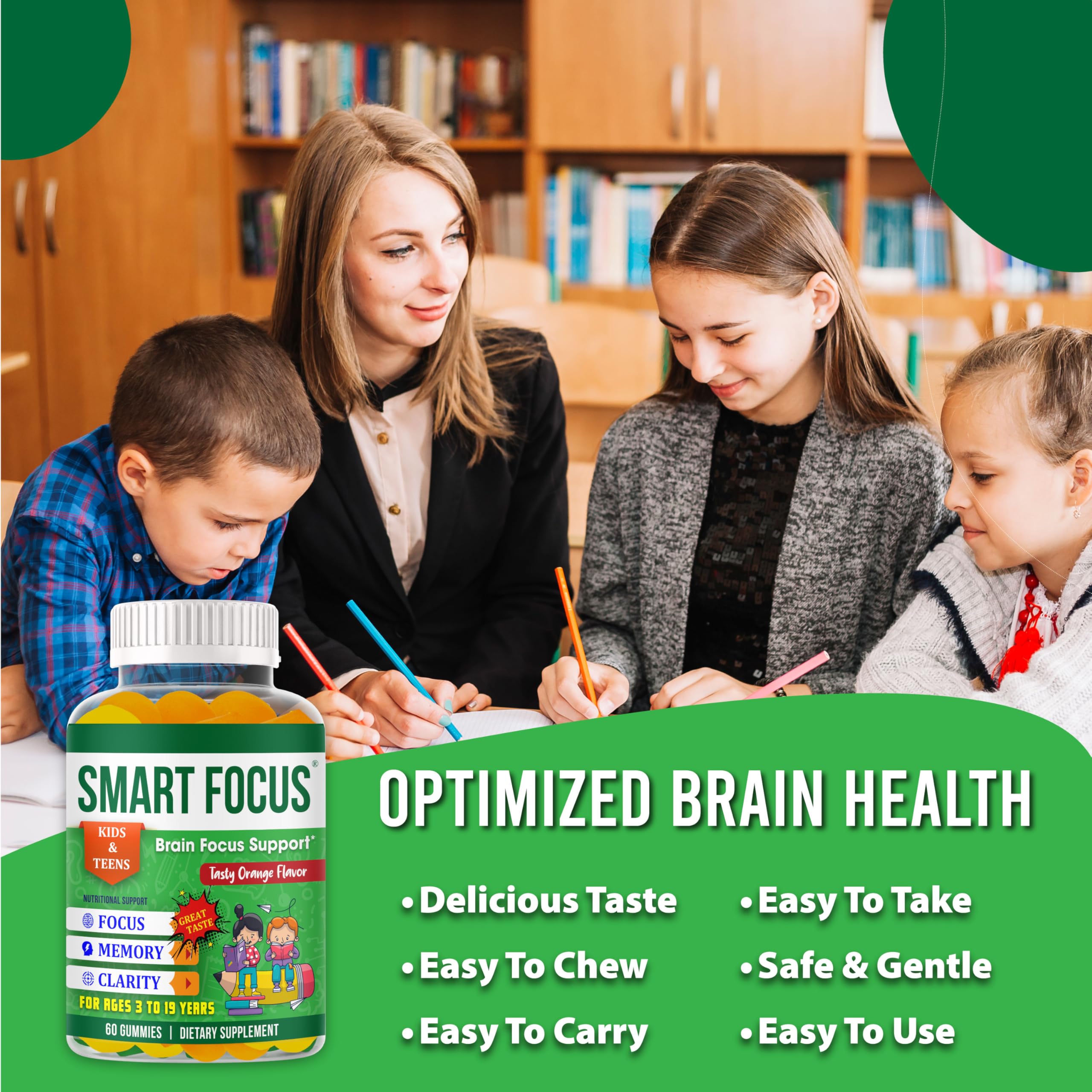 Smart Focus Gummies vegan omega-3 blend supports brain-friendly nutrition.